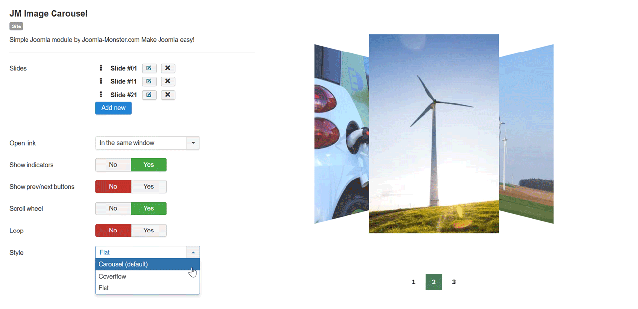 JM Eco Energy - darmowy szablon biznesowy Joomla moduł karuzeli obrazów