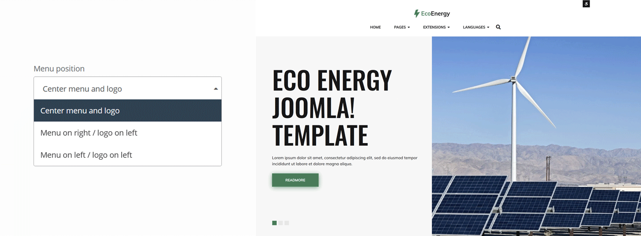 JM Eco Energy - darmowy szablon biznesowy Joomla pozycja menu