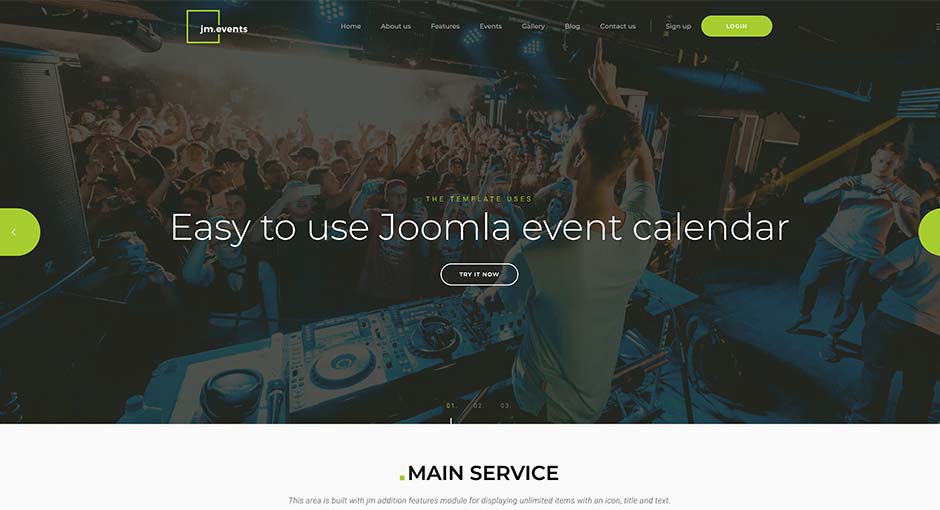 JM Events Agency - Darmowy szablon Joomla widok strony głównej