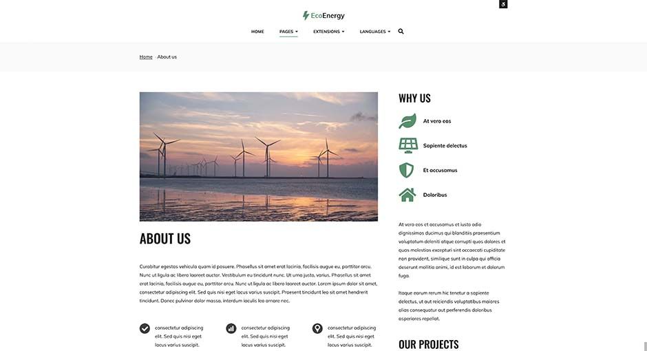 JM Eco Energy - darmowy szablon biznesowy Joomla widok podstrony o nas