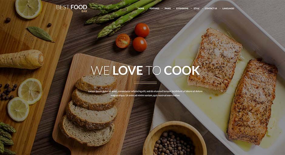 JM Best Food Bar - Darmowy szablon Joomla widok na stronę główną