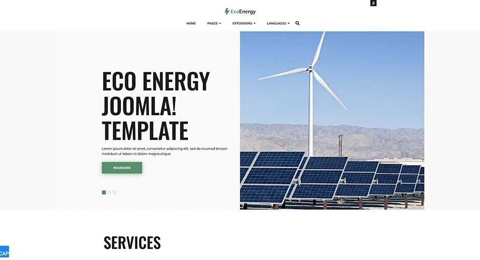 JM Eco Energy - darmowy szablon biznesowy Joomla widok strony głównej